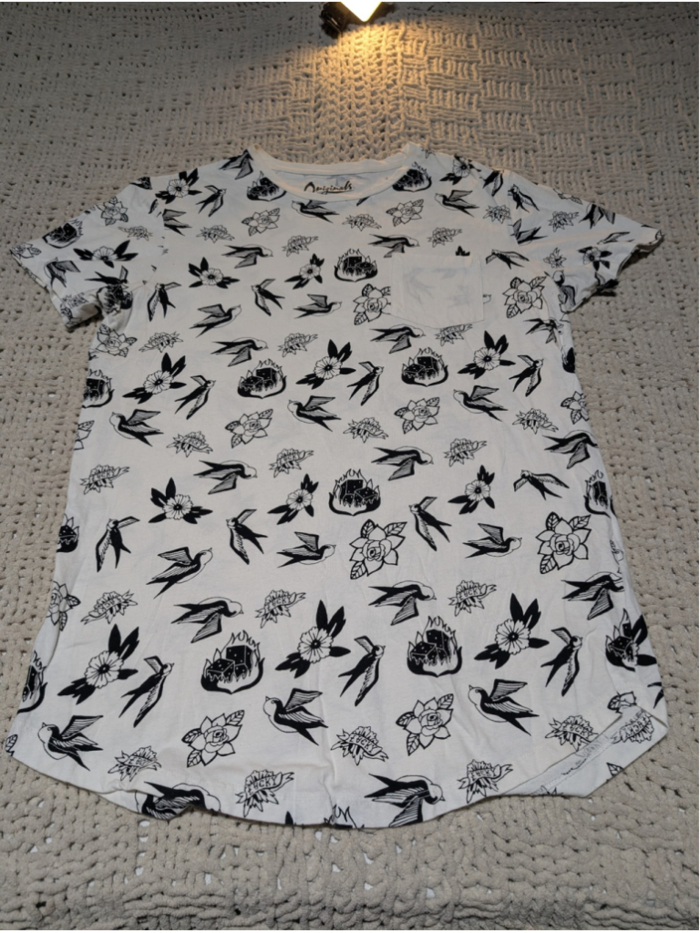 Men's Jack & Jones Tattoo Print Short Sleeve Tee, White/Black, Size M